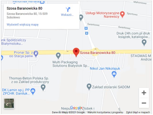 mapa szosa baranowicka 80