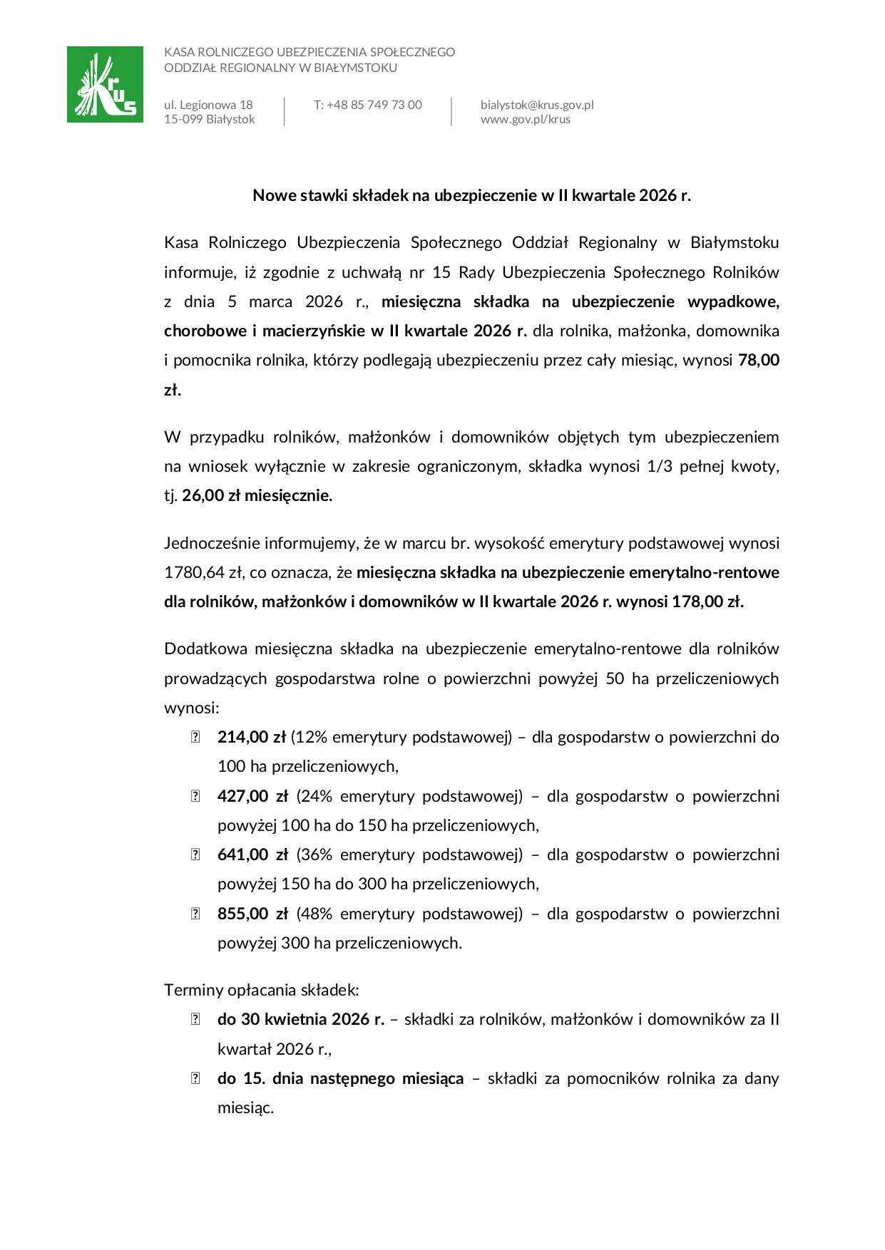 wymiar składki w II kwartale 2026 r. page 0001